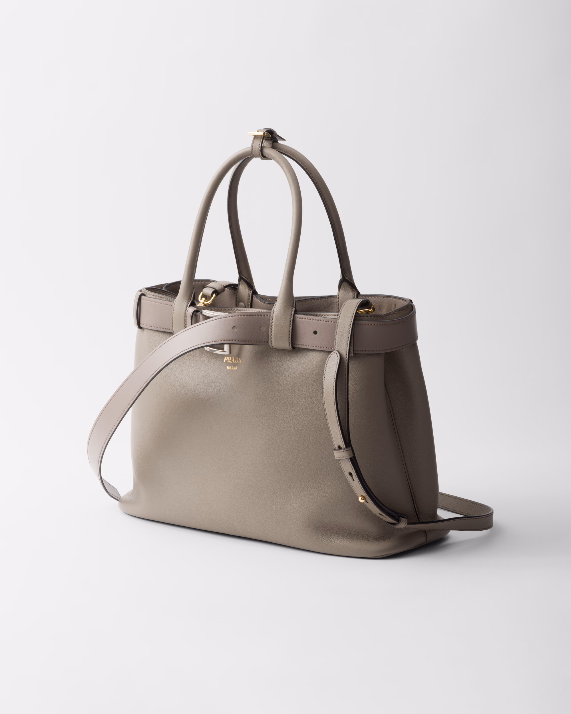 کیف دستی بزرگ چرمی Prada Buckle با کمربند - تصویر 3