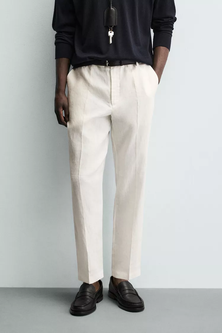 شلوار مردانه زارا مدل 100% Linen Regular Fit - تصویر 2
