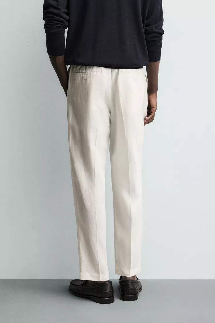 شلوار مردانه زارا مدل 100% Linen Regular Fit - تصویر 3