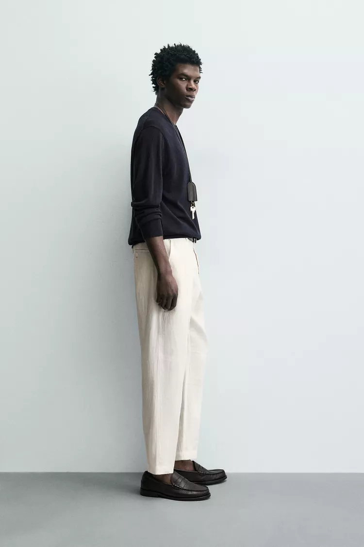 شلوار مردانه زارا مدل 100% Linen Regular Fit - تصویر 4