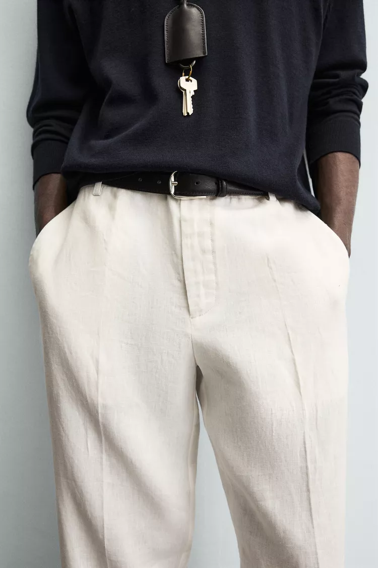 شلوار مردانه زارا مدل 100% Linen Regular Fit - تصویر 5