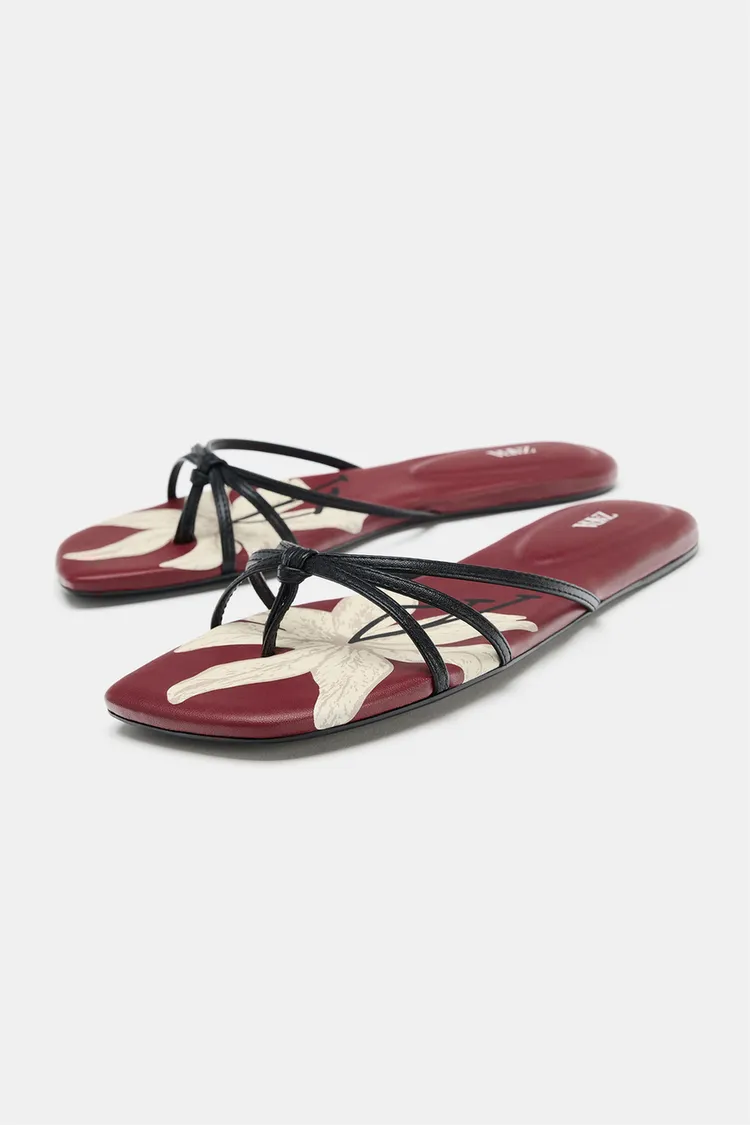صندل تخت زنانه زارا مدل Printed Flat - تصویر 4