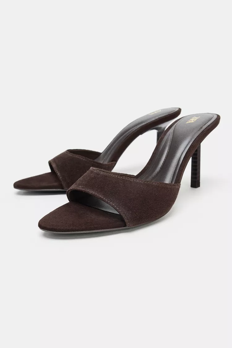 صندل جیر زنانه زارا مدل Split Suede Heeled - تصویر 3