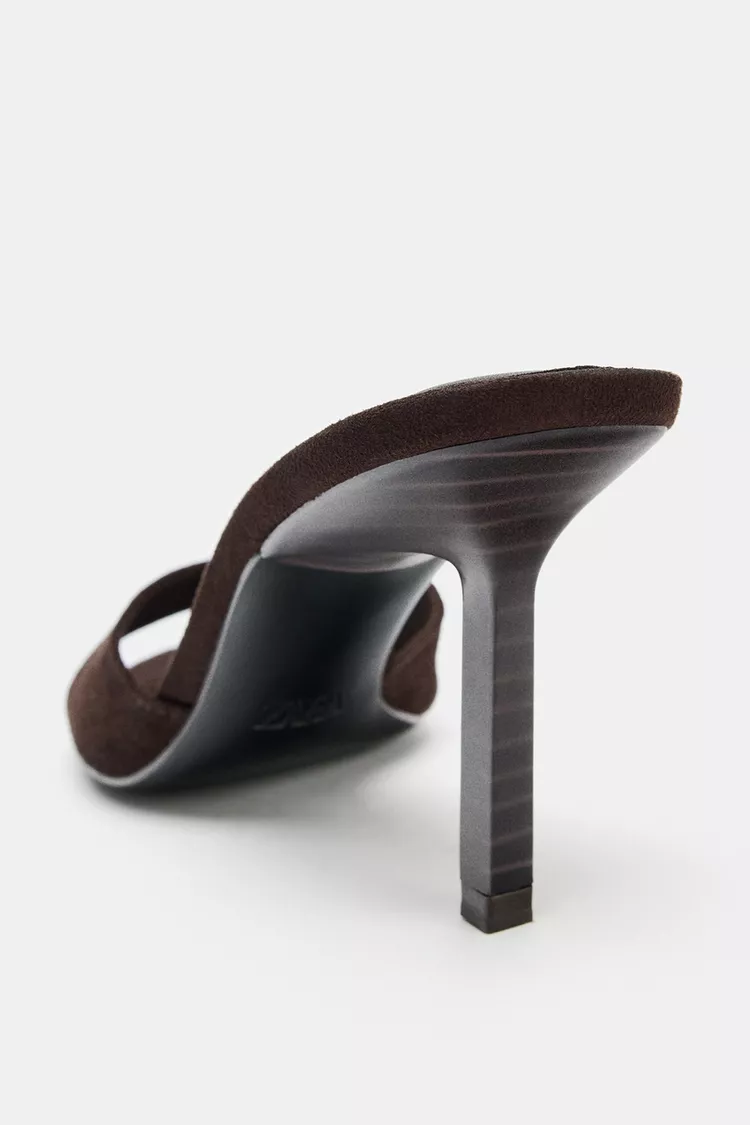 صندل جیر زنانه زارا مدل Split Suede Heeled - تصویر 5