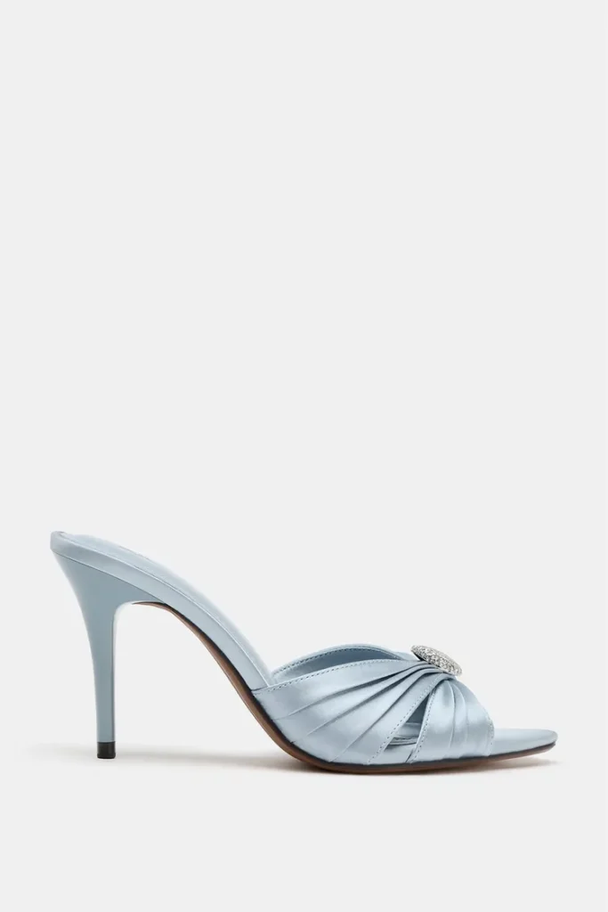 صندل پاشنه‌دار زنانه zara مدل Satin Effect Appliqué