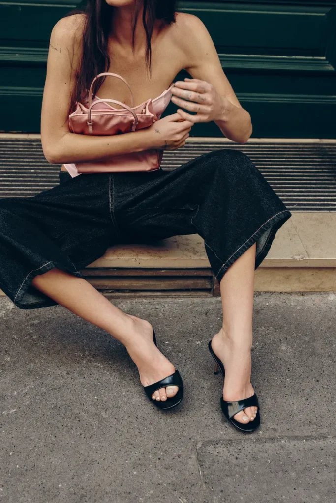 صندل پاشنه‌دار زنانه zara مدل Metallic Heeled