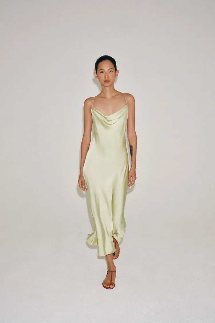 لباس ساتن زنانه زارا مدل ZW Collection Satin Slip