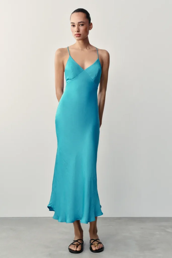 لباس ساتن زنانه zara مدل Satin Effect