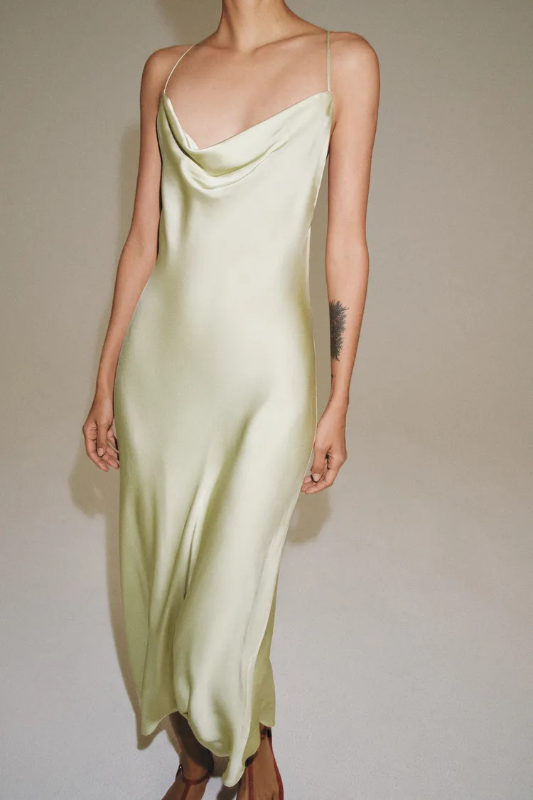 لباس ساتن زنانه زارا مدل ZW Collection Satin Slip - تصویر 2