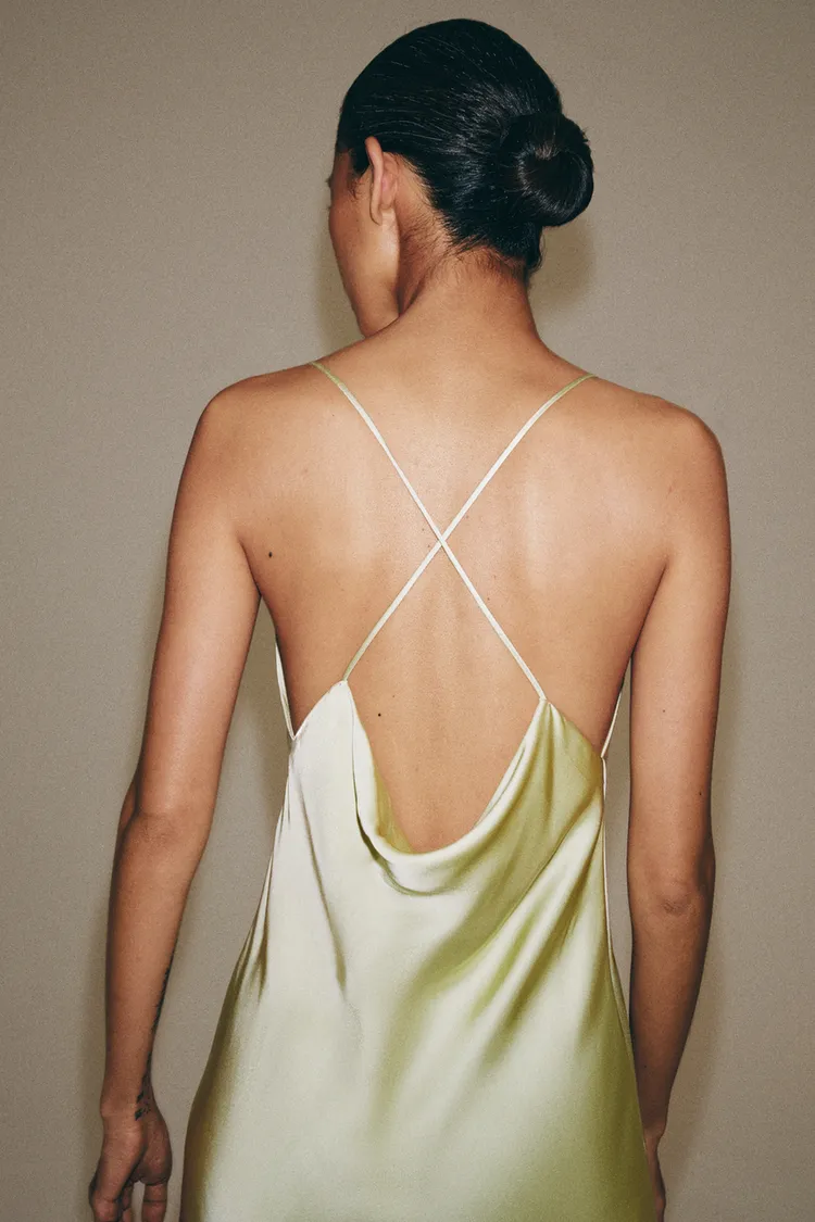لباس ساتن زنانه زارا مدل ZW Collection Satin Slip - تصویر 3