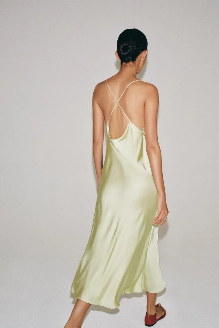 لباس ساتن زنانه زارا مدل ZW Collection Satin Slip - تصویر 5