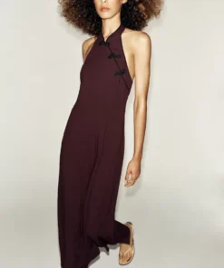 لباس زنانه زارا مدل Halter Neck Frog Fastening