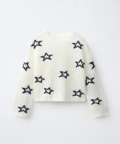 پلیور زنانه زارا مدل Star Print Red Jumper