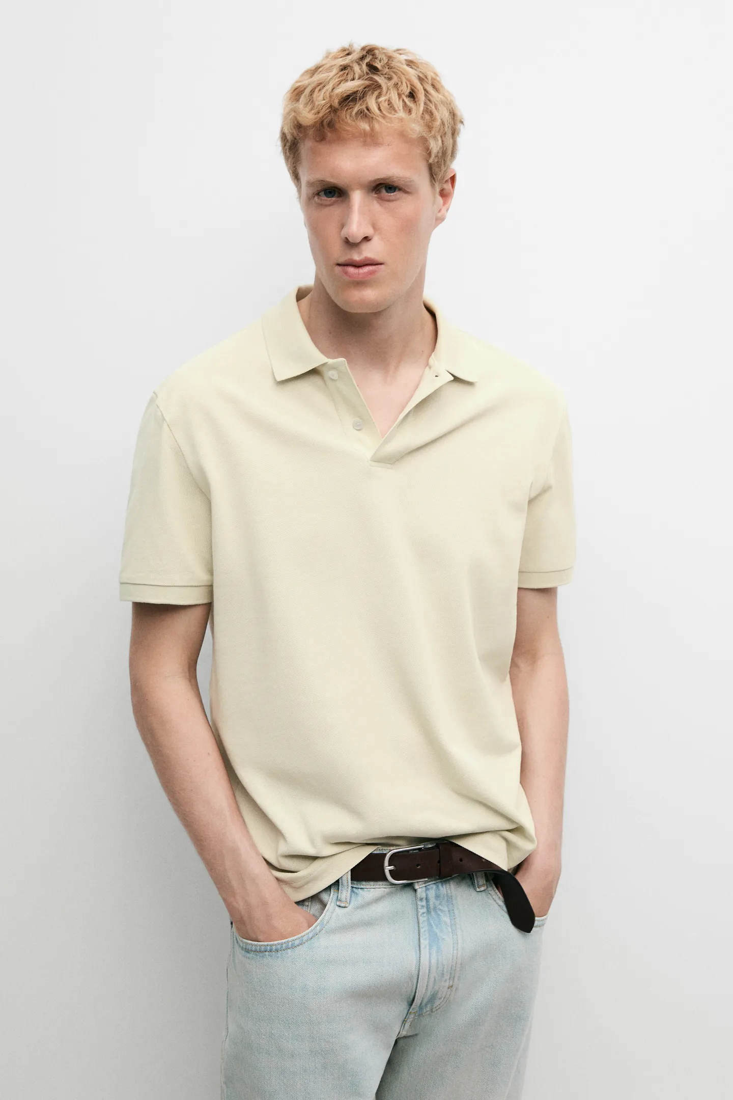 پولوشرت نخی بافتدار میکرو Massimo Dutti - تصویر 2