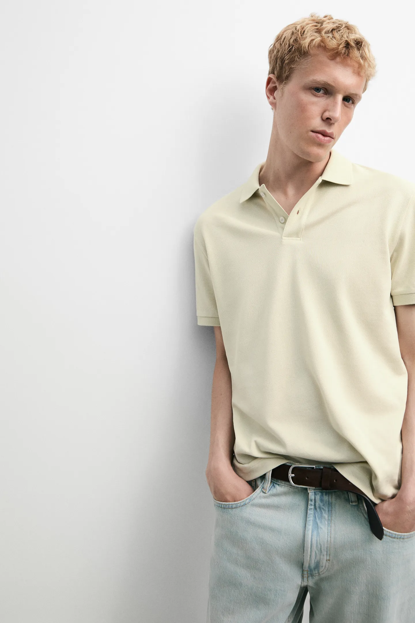 پولوشرت نخی بافتدار میکرو Massimo Dutti - تصویر 4