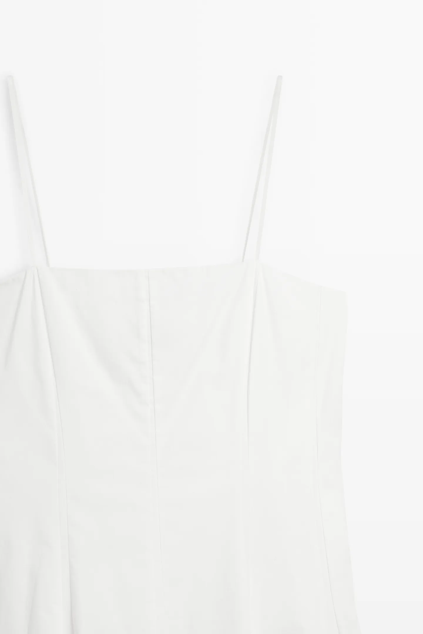 پیراهن میدی سفید پاپلین بند نازک Massimo Dutti - تصویر 6
