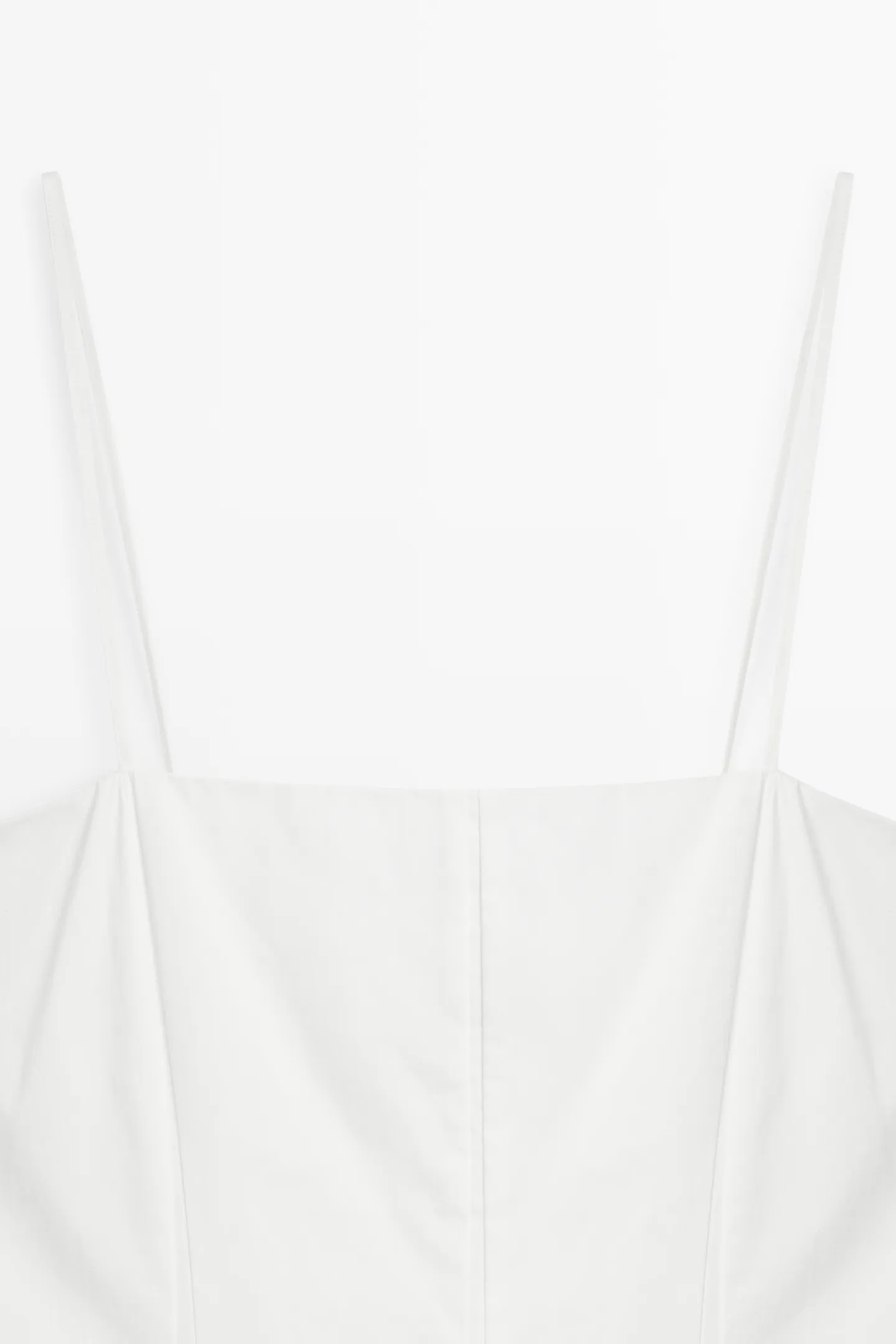 پیراهن میدی سفید پاپلین بند نازک Massimo Dutti - تصویر 9