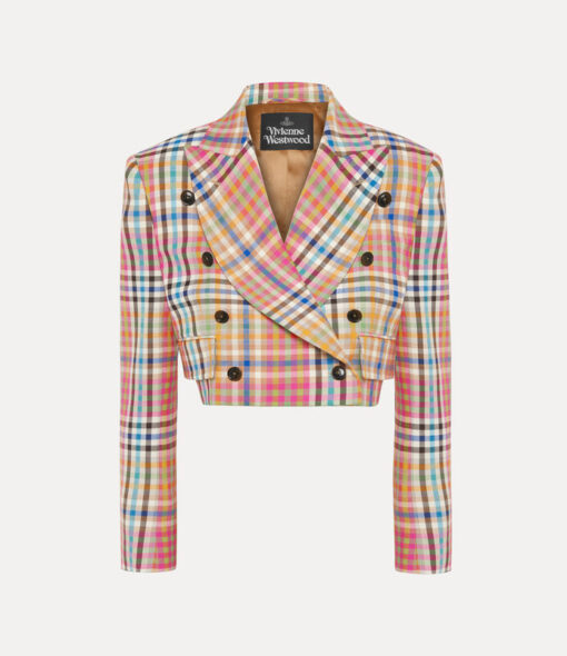 کت زنانه ویوین وست‌وود مدل Long Sleeve Cut Off طرح Heather Check