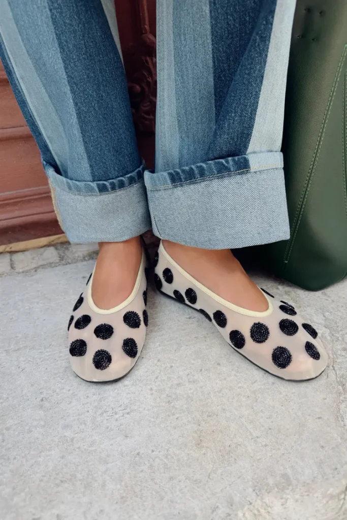 کفش باله‌ای زنانه zara مدل Printed Beaded