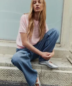 کفش باله‌ای چرمی زنانه زارا مدل Metallic Sporty