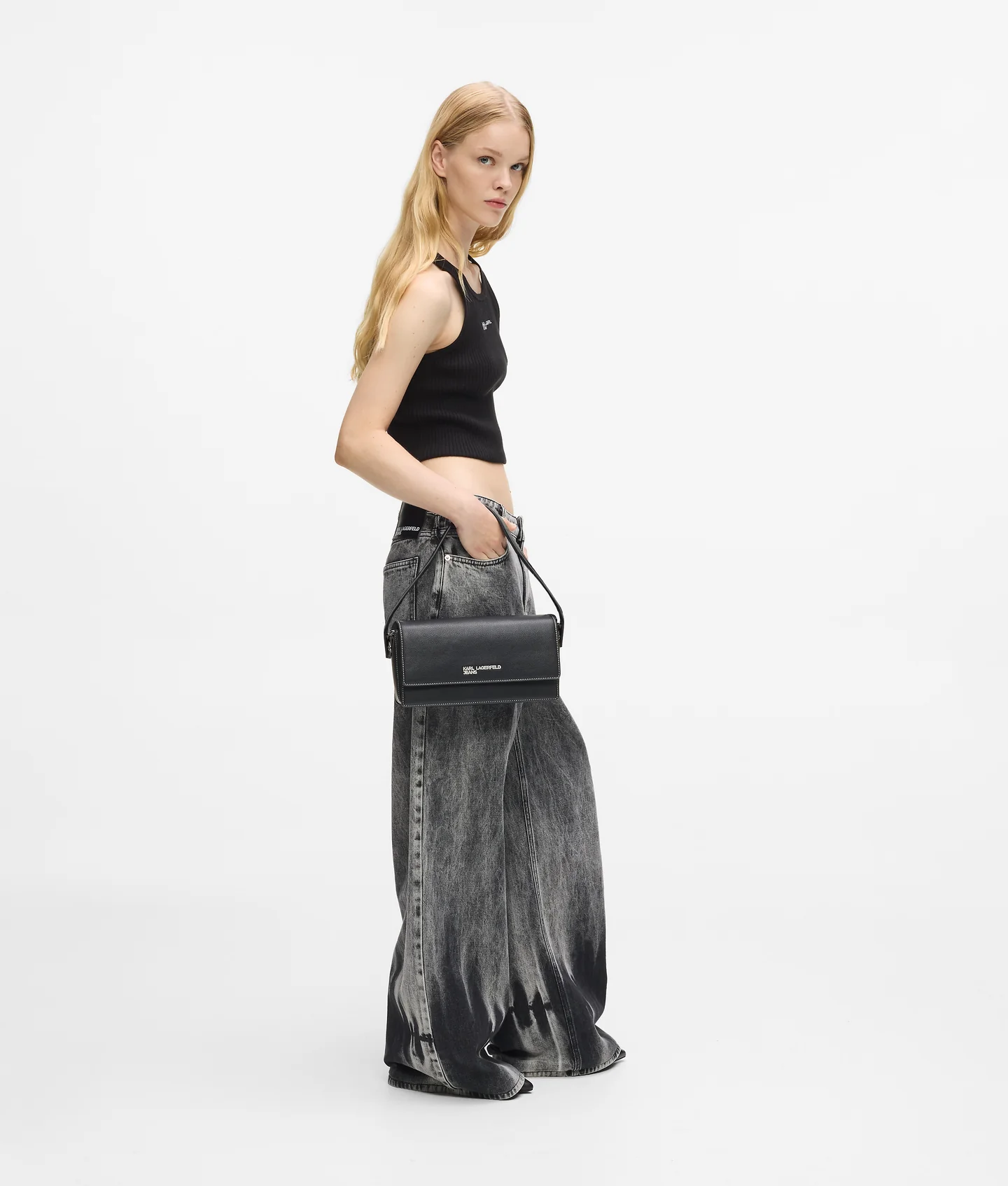 کیف دستی زنانه Karl Lagerfeld مدل Metal Logo Top Handle Bag مشکی - تصویر 2