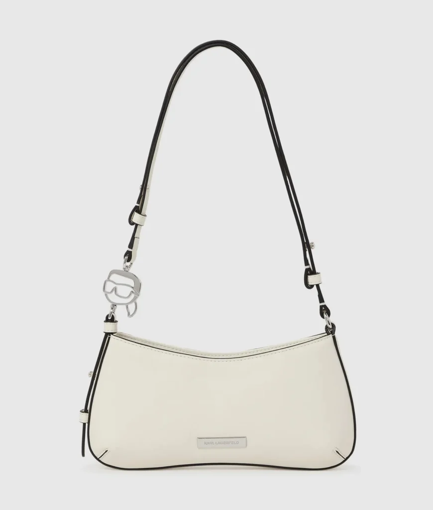 کیف دوشی زنانه Karl Lagerfeld مدل Ikon Smooth Mini Shoulder Bag رنگ Off White