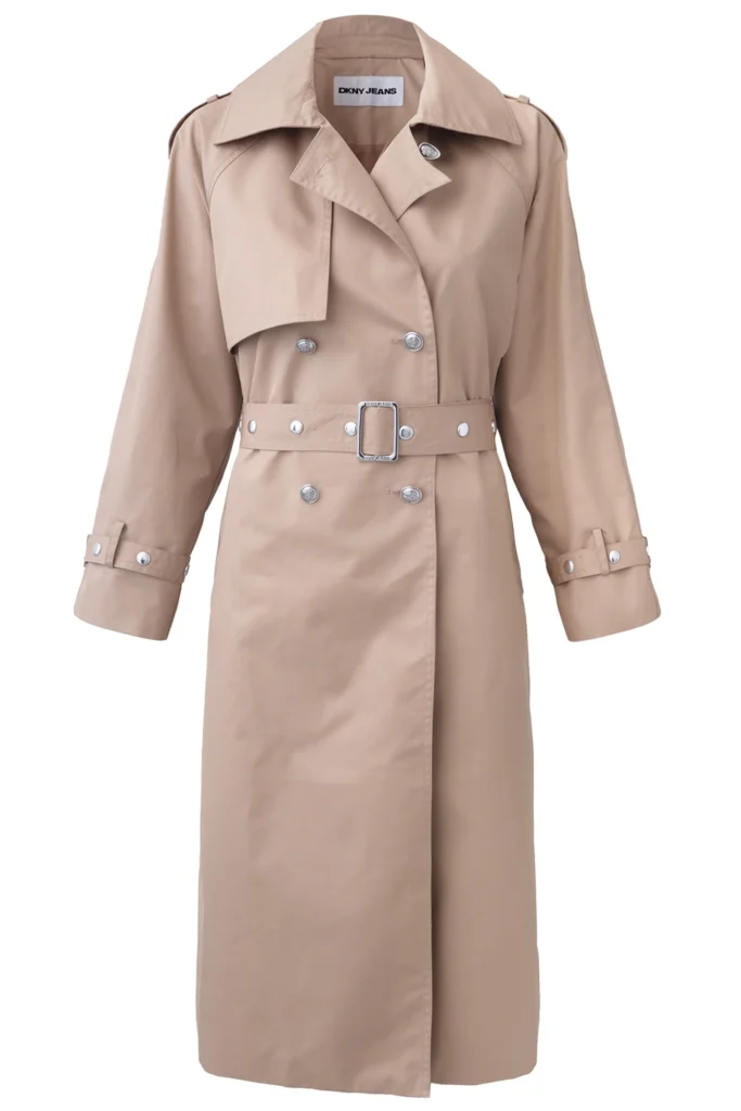 ترنچ کت بلند زنانه دو ردیفه کمربندی DKNY مدل Long Double Breasted Belted Trench