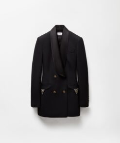 کت زنانه ورساچه مدل Wool Blazer با یقه ساتن