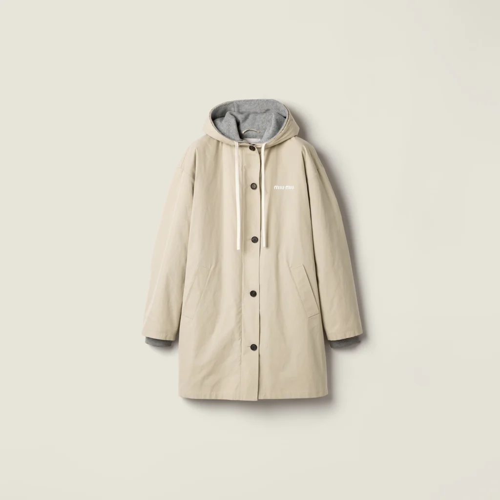 کابان تک‌دکمه پنبه پاناما و فلیس Miu Miu مدل MQ0008 رنگ Sand Beige