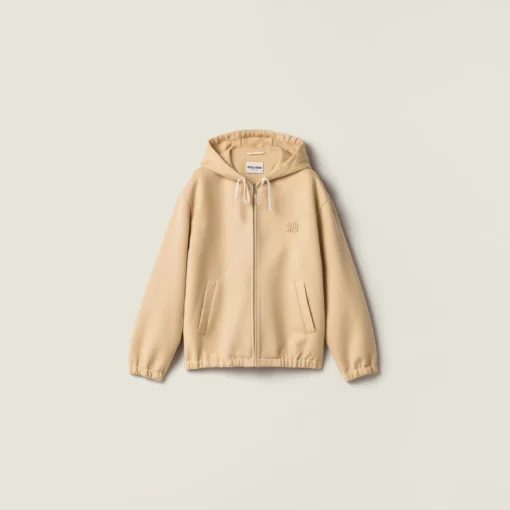 کاپشن هودی کشمیر و پشم Miu Miu مدل ML1528 رنگ Soy Green