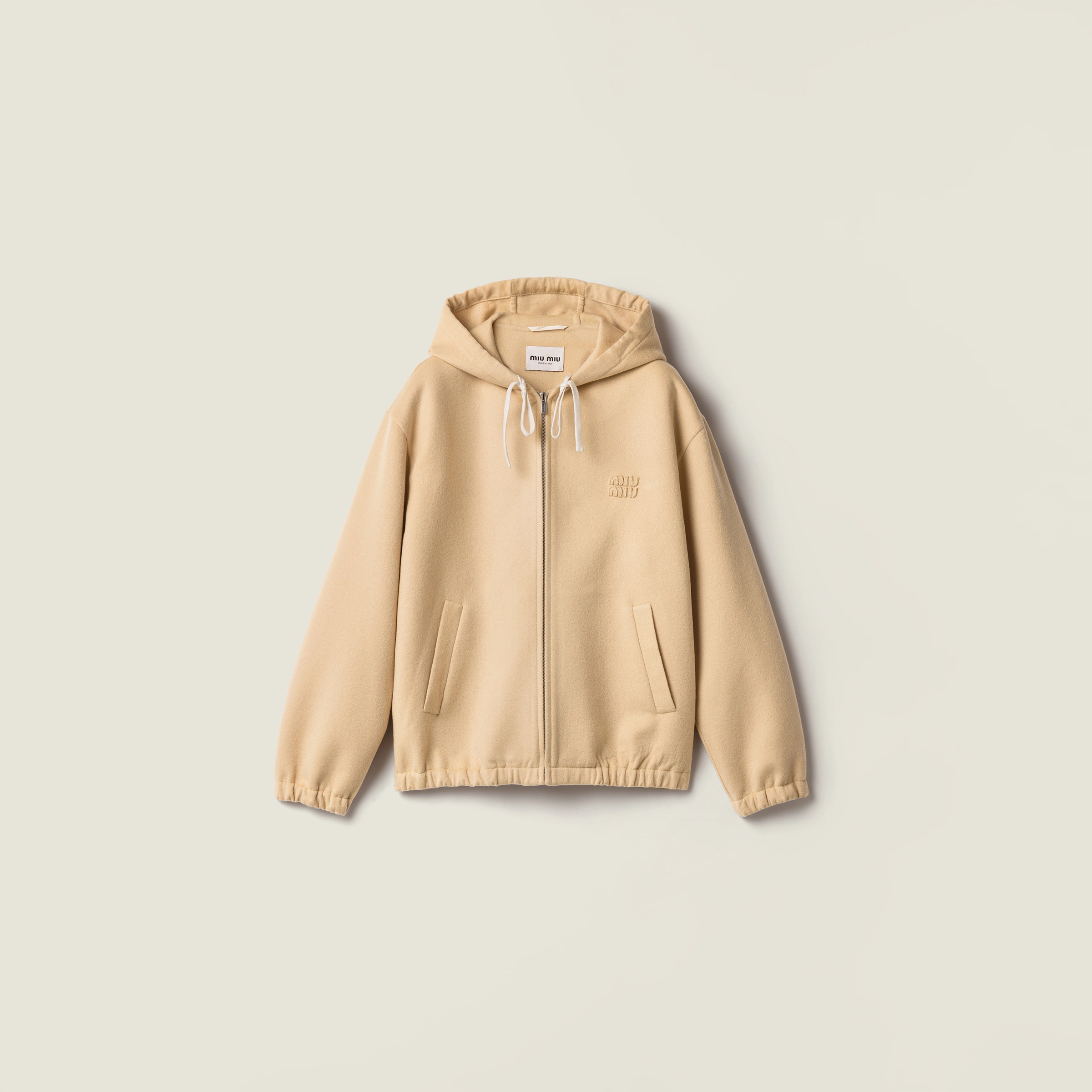 کاپشن هودی کشمیر و پشم Miu Miu مدل ML1528 رنگ Soy Green